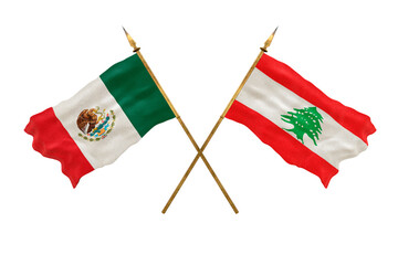 Background for designers. National Day. 3D model National flags  of People's Republic of Mexico and Lebanon
