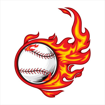 recommend clip art: Baseball on fire Vector illustration.