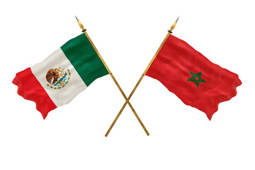 Background for designers. National Day. 3D model National flags  of People's Republic of Mexico and Morocco