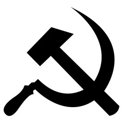 Símbolo aislado del comunismo de la hoz y el martillo - obrazy, fototapety, plakaty