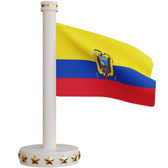 3d rendering Ecuador national flag isolated