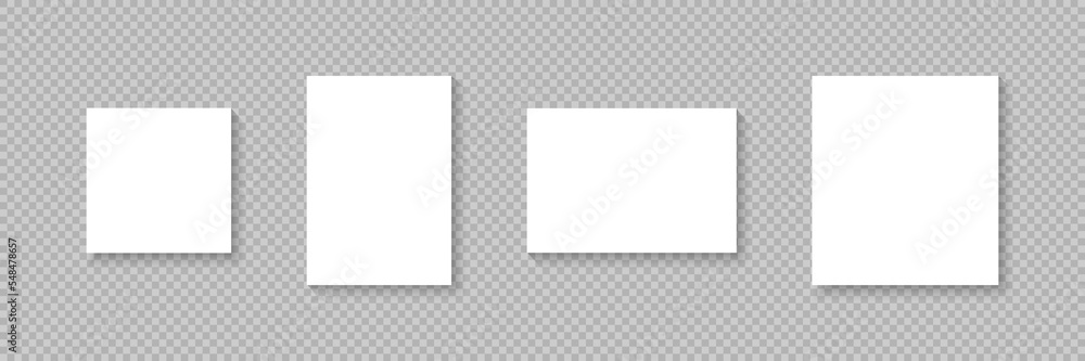 Poster white paper sheets. blank paper sheet. paper sheet with shadow, isolated on transparent background. 