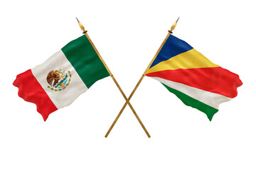 Background for designers. National Day. 3D model National flags  of People's Republic of Mexico and Seychelles