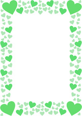 緑色のかわいいハートの長方形フレーム素材