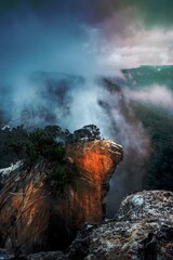 Arise. Fog and mist lifting out of the shrouded dark valleys Hanging Rock