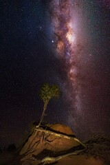 Milky Way galaxy shining brightly over arid Australia