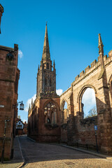 Fototapeta na wymiar Coventry's medieval cathedral ruins in England UK