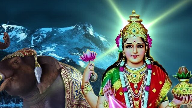 Lakshmi pujan - godess laxmi idol, Copper Kalash, coconut with Red accounting note book and haldi kumkum, laxmi mata ji religious goddess,