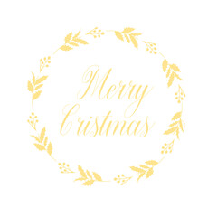 Round Sign. Merry Christmas Wreath. 