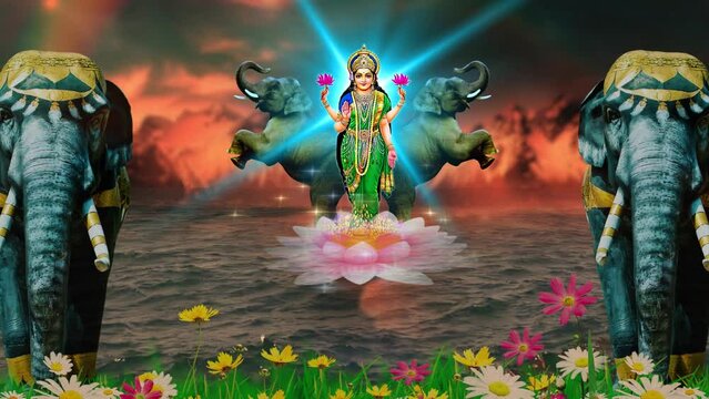 Lakshmi pujan - godess laxmi idol, Copper Kalash, coconut with Red accounting note book and haldi kumkum, laxmi mata ji religious goddess,