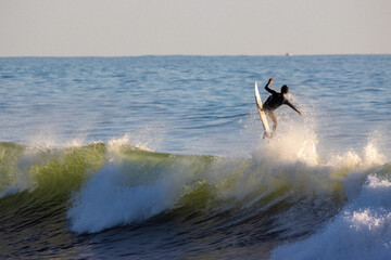 Surfing big winter waves in Ventura California