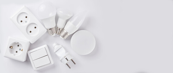 Electric light set with dimmer switch, controllable lighting. Saving energy concept, device...