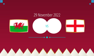 Wales vs England football match, international soccer competition 2022.