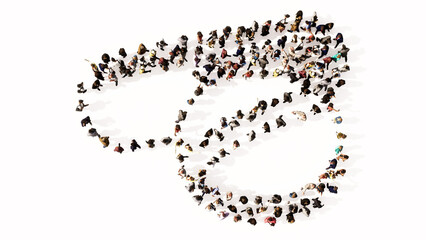 Concept or conceptual large gathering  of people forming an image of medicine pills on white background. A 3d illustration metaphor for medicine, healthcare, pharmaceutical industry