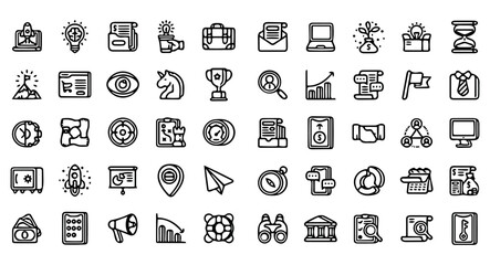 business icon pack, business icon set, handdrawn icon