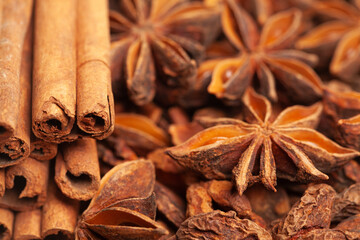 Obraz na płótnie Canvas Cinnamon sticks and anise star