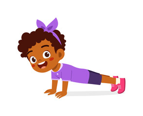 little kid do exercise named push up