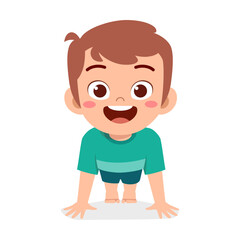 little kid do exercise named push up