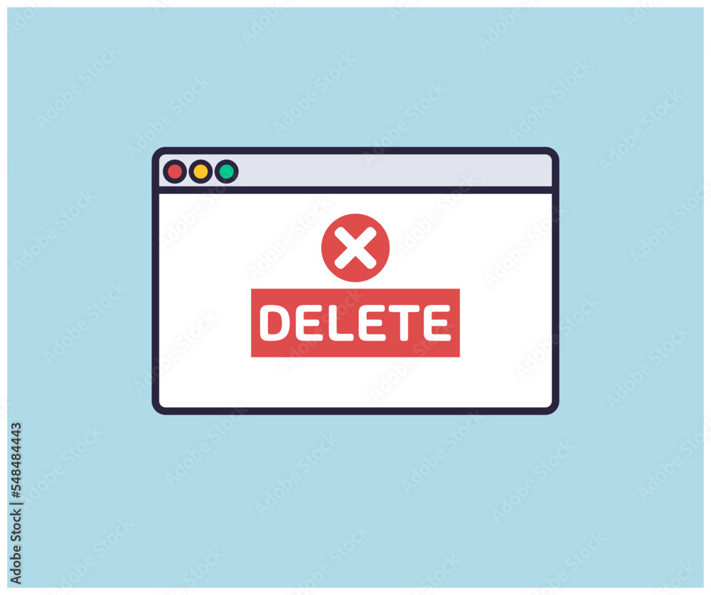 Aufkleber deleting process. simple browser window logo design. website page interface abstract concept. digita