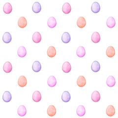Easter, spring,  seamless pattern with easter eggs, flowers, leaves in folklore style. Watercolor illustrations with stylized decorative floral elements. For textiles, clothing, bed linen.