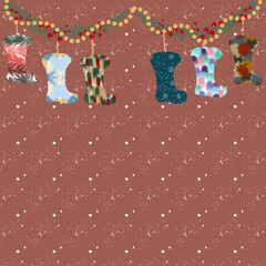  christmas cookies on a wooden background socks 