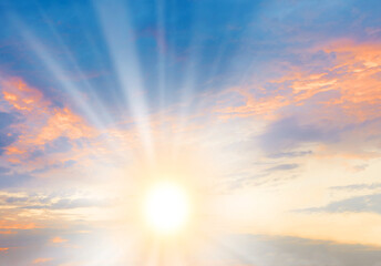 Bright clouds in the evening sky