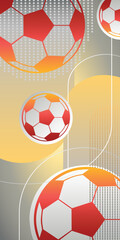 Sporty bright background with soccer balls and gradient colors. Vector illustration