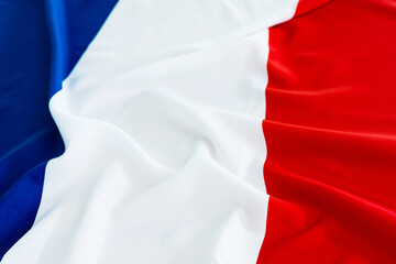 Closeup of France waving flag