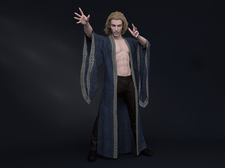 3D Render : fantasy Male vintage Vampire character, horror creature character for halloween