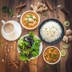 white rice with butter chicken curry