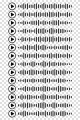 Audio wave. icon sound song. podcast set waves. Symbols on transparent isolated background. Voice message. Vector illustration. EQ