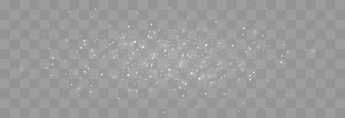 Magical light dust, dusty shine. Flying particles of light. Christmas light effect. Sparkling particles of fairy dust glow in transparent background. Vector illustration on png.