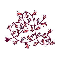 Naklejka premium Christmas garland with light bulbs. Hand drawn cartoon cute illustration in cozy warm retro color pallet. 