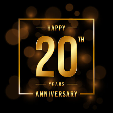 20th Anniversary. Anniversary template design with golden font for celebration events, weddings, invitations and greeting cards. Vector illustration