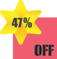 47% off sale label symbol, 47Sale tag vector badge template, 47% sale promotion flat icon ,48% Discount offer price label , clearance sale sticker emblem, modern design isolated on white background