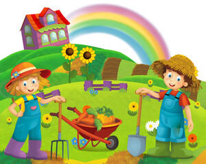 Obraz na płótnie Canvas cartoon farm illustration isolated illustation for children