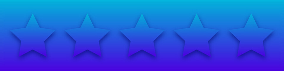 Star blue icon on blue background. Customer feedback concept. Vector 5 stars rating review. Quality shape design. Vector yellow isolated five stars.