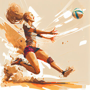 Playing volleyball, concept art, ball, competition, game