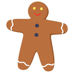 Gingerbread man with white icing. Traditional Christmas gingerbread cookies