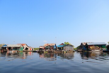 Fototapeta na wymiar Cambodia floating village - Tonle Sap lake