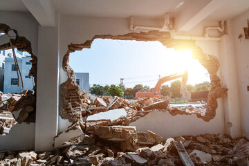 Interior of house demolition site