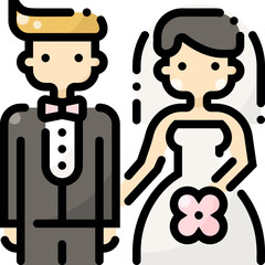 bride love filled color line icon