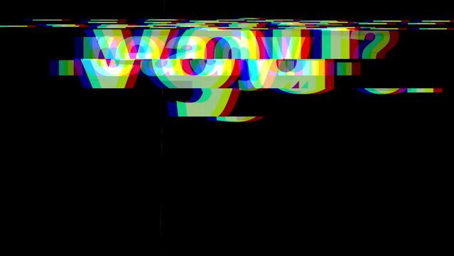 Short text animation are you ready with glitch effect. A short intro video