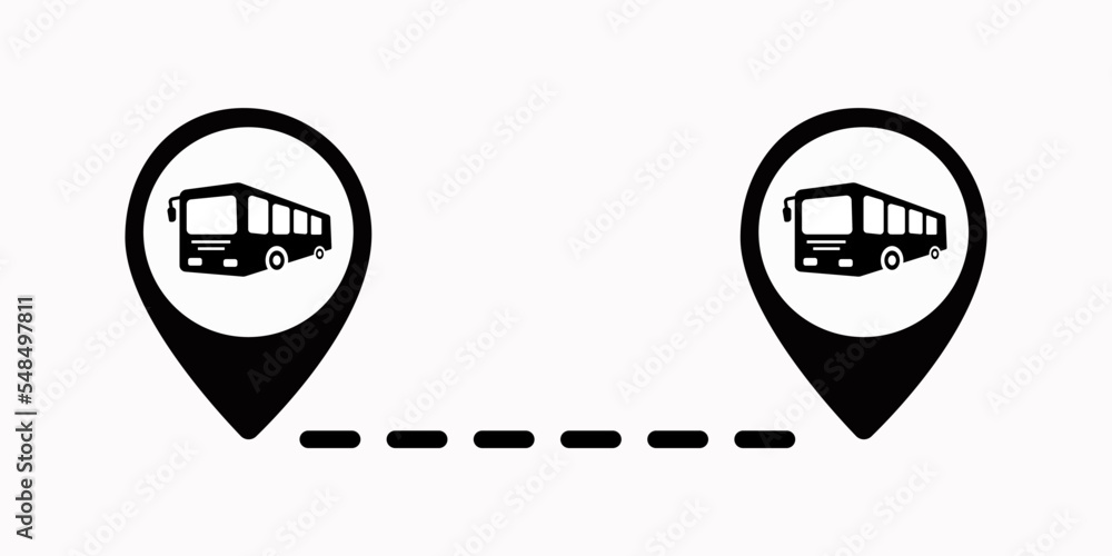 Poster bus route icon vector logo template design element