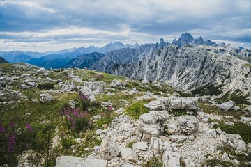 Beautiful landscape of famous range of mountains in the Sexten Dolomites