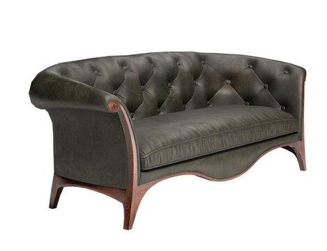 Black leather sofa isolated on white background. Clipping path included.