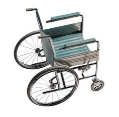 Fototapeta na wymiar Top view wheelchair isolated. Transport chair in case of illness, injury, or disability, medical support equipment. on white background. Clipping path included.