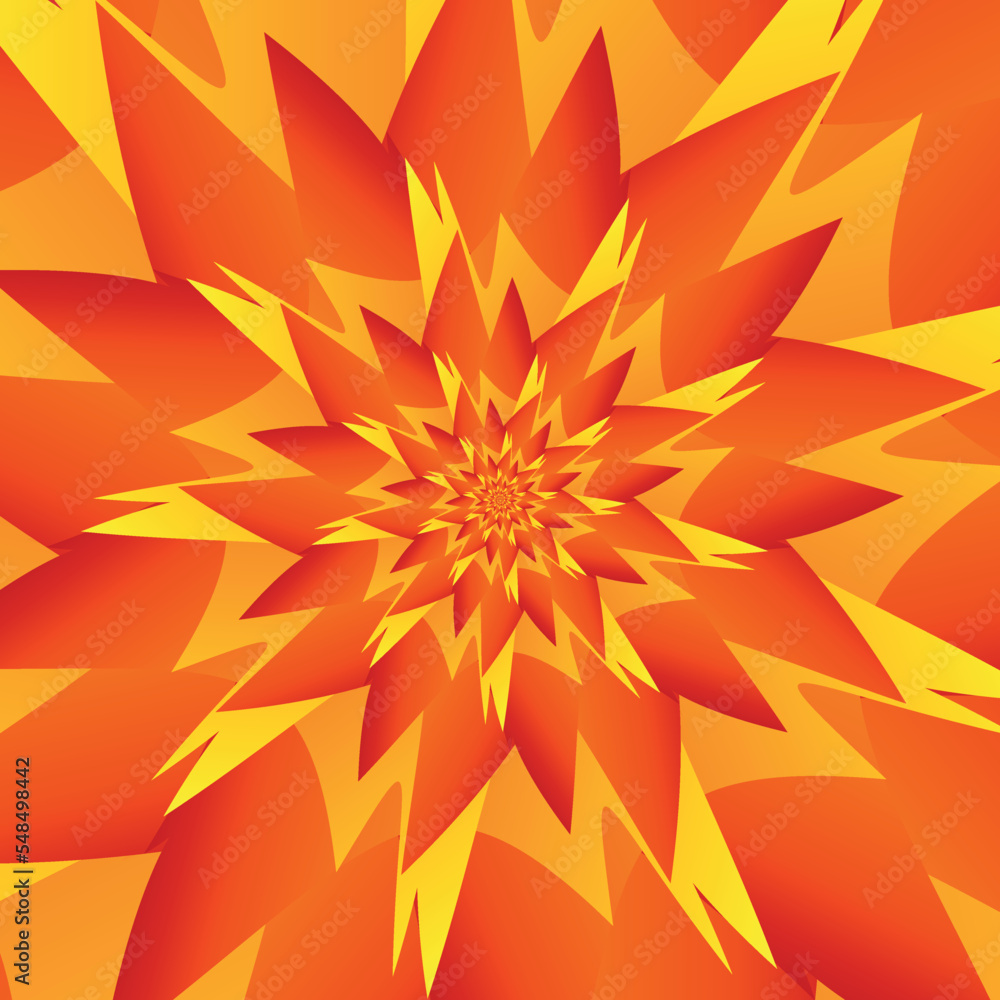 Poster abstract square pattern, illustration in the form of a gradient multicolored orange and yellow flowe