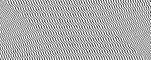 Abstract wave pattern background. Black horizontal lines are isolated on white background. Vector, 2023