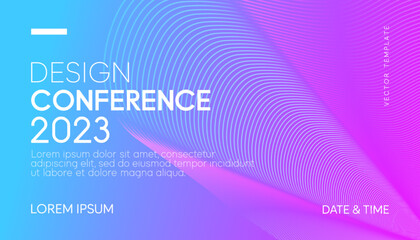 Abstract modern business conference design template with gradient line effect. Dynamic flyer layout. Vector, 2023